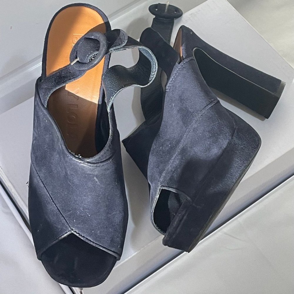 Bimba Y Lola Suede Platform Crossover Block Heel